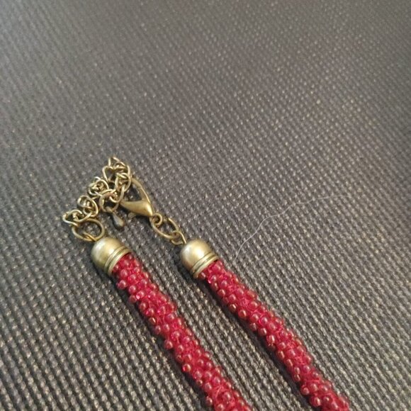 Vintage Pyrope Burgundy Red Garnet Natural Gemstone Bead Necklace Gold Tone 19" - Picture 7 of 7